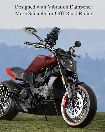 Motorcycle Phone Holder with Vibration Dampener, Adjustable Handlebar Cradle Fit 5.4''-7.2'' Smartphone A167