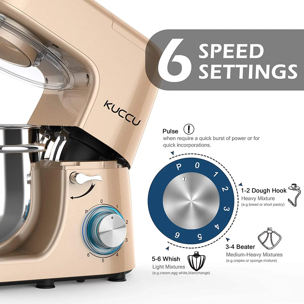 8.5 Qt 660W 6-Speed Tilt-Head Electric Stand Mixer with Dough Hook, Flat Beater & Wire Whisk X7215
