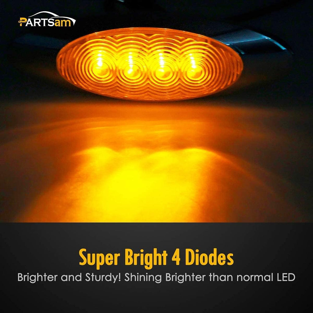 10Pcs Amber LED Side Marker Lights Chrome Surface Mount with Bullet Plugs I383