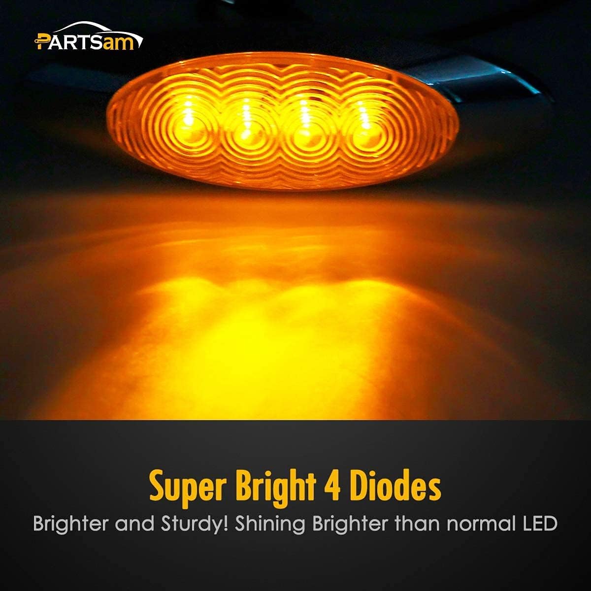 10Pcs Amber LED Side Marker Lights Chrome Surface Mount with Bullet Plugs I383