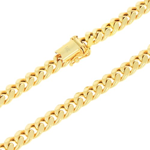 14k Yellow Gold Miami Cuban Link Chain Pendant Necklace K5319
