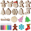 100pcs Unfinished Wood Slices with Painting Kit Christmas Ornaments J3263