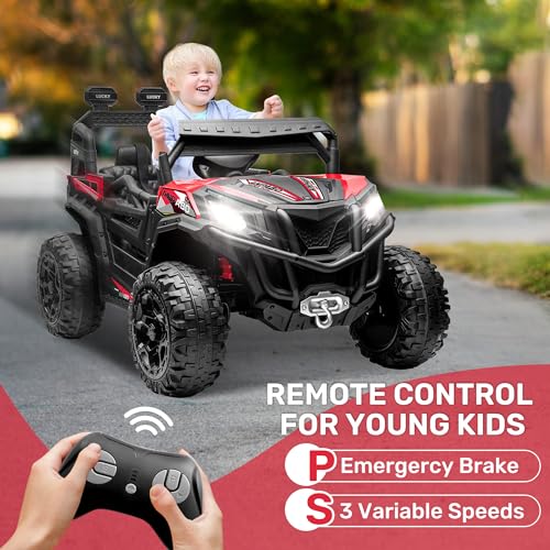 24V 4X4 Ride on Car Truck with Remote Control, 4WD/2WD Switchable Kids UTV, Blue B201