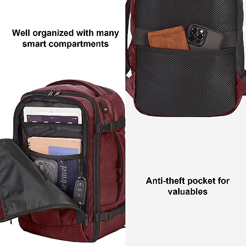 Pink Travel Backpack 18x14x8 Waterproof with Charging Port G643