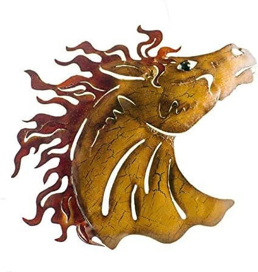 Metal Wall Art Horse Head Crackle N344