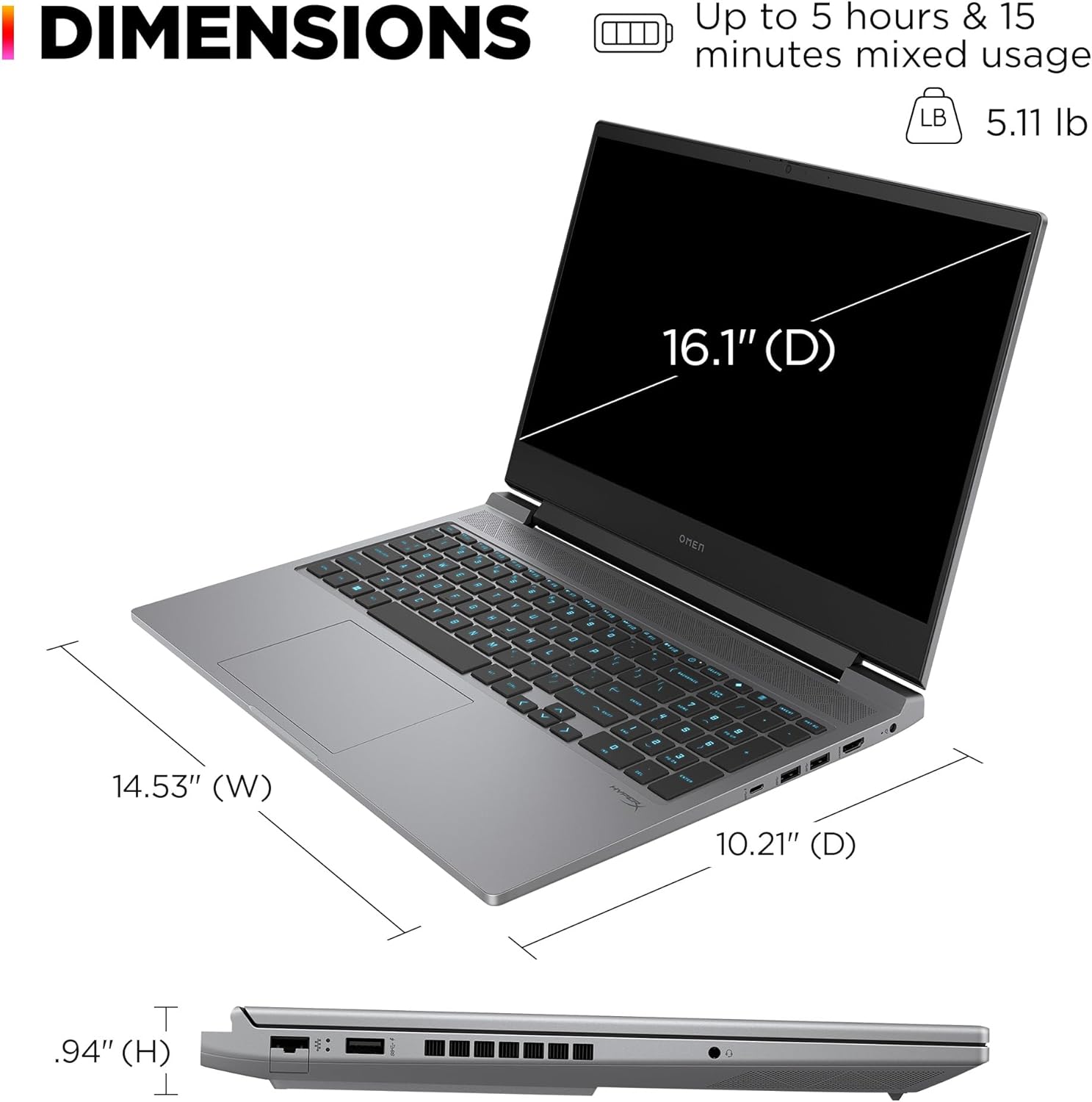 16 inch Laptop, FHD 144Hz Display, Intel Core i7-14700HX, 16 GB RAM, 512 GB SSD, NVIDIA GeForce RTX 4060 GPU, Windows 11 Home O3896