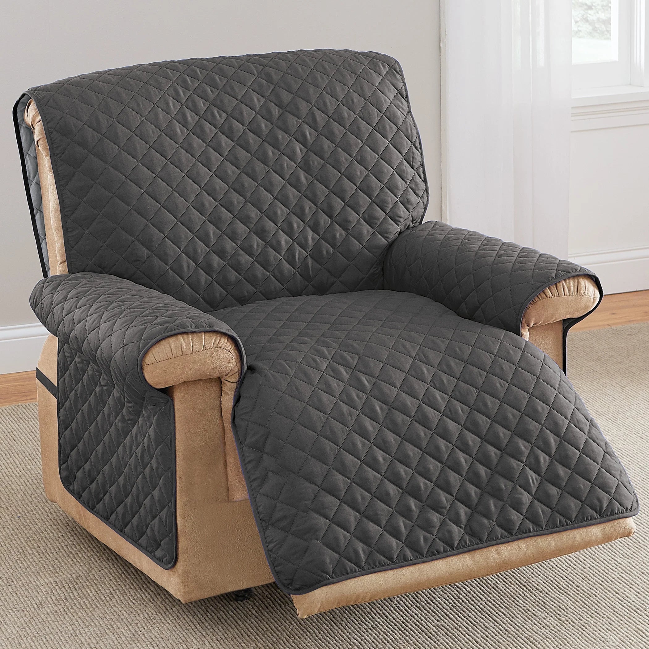 Jumbo Recliner Reversible Furniture Cover Protector Slate Grey/Silv S34161