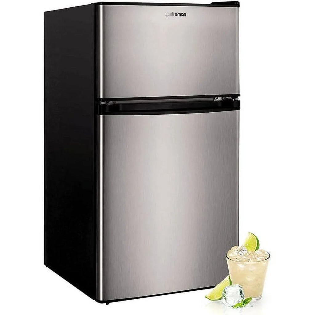 3.2 Cu.ft Mini Fridge with Freezer Double Door Refrigerator Stainless N4204