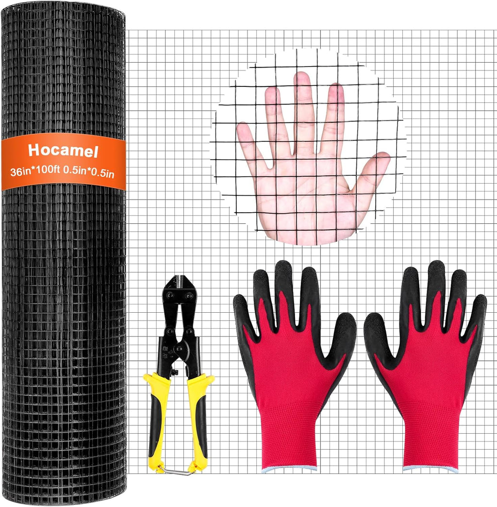 1/2 inch 36 x 100 ft 19 Gauge Black PVC Coated Galvanized Wire Mesh Roll C4786