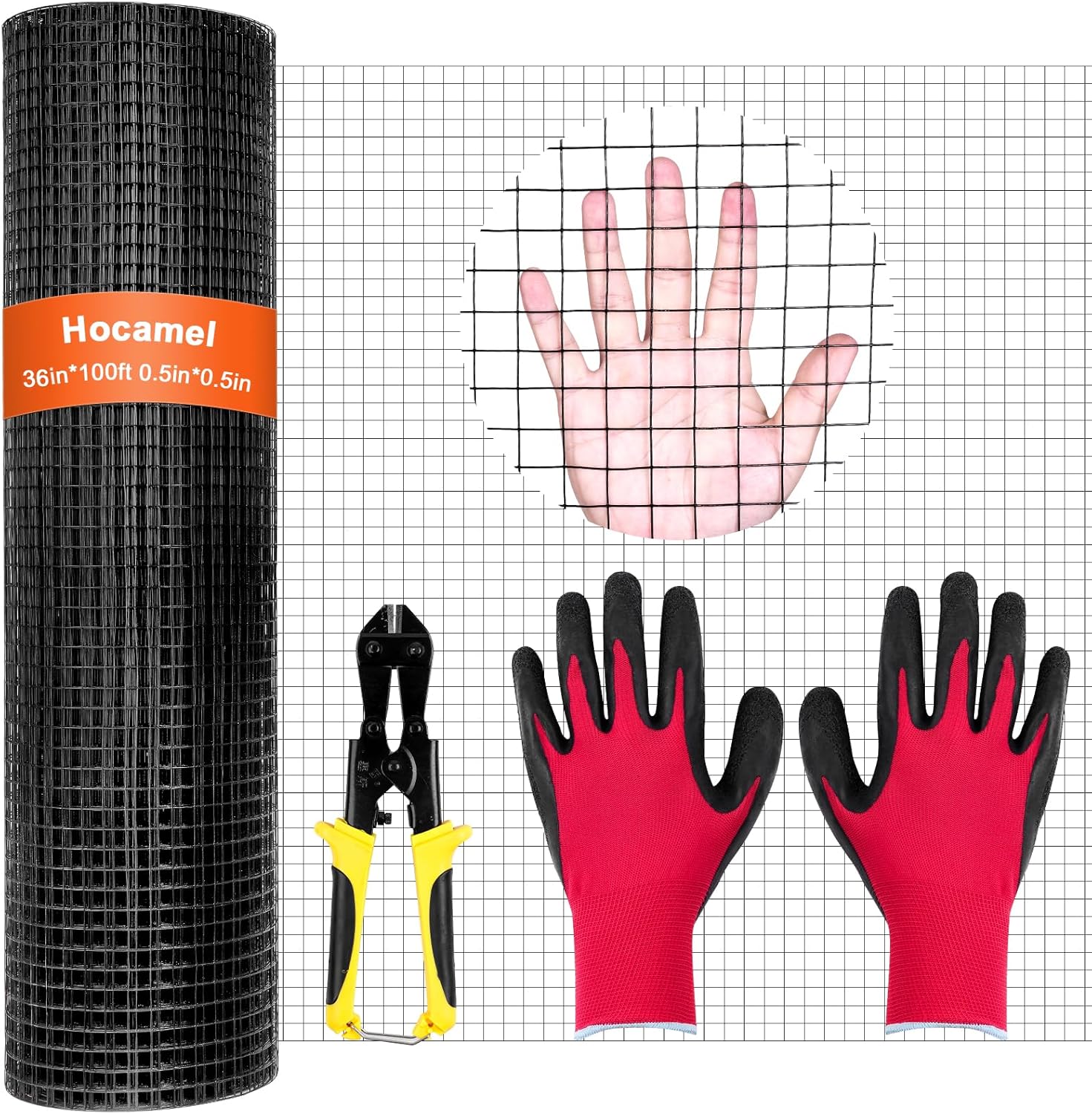1/2 inch 36 x 100 ft 19 Gauge Black PVC Coated Galvanized Wire Mesh Roll C4786