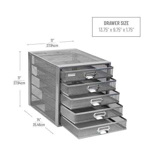 10-Drawer Metal Mesh Desk Organizer, Silver A60985
