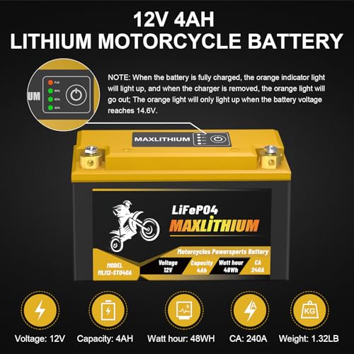 12V 12Ah 720A Lithium Powersports Battery with Smart BMS D198909