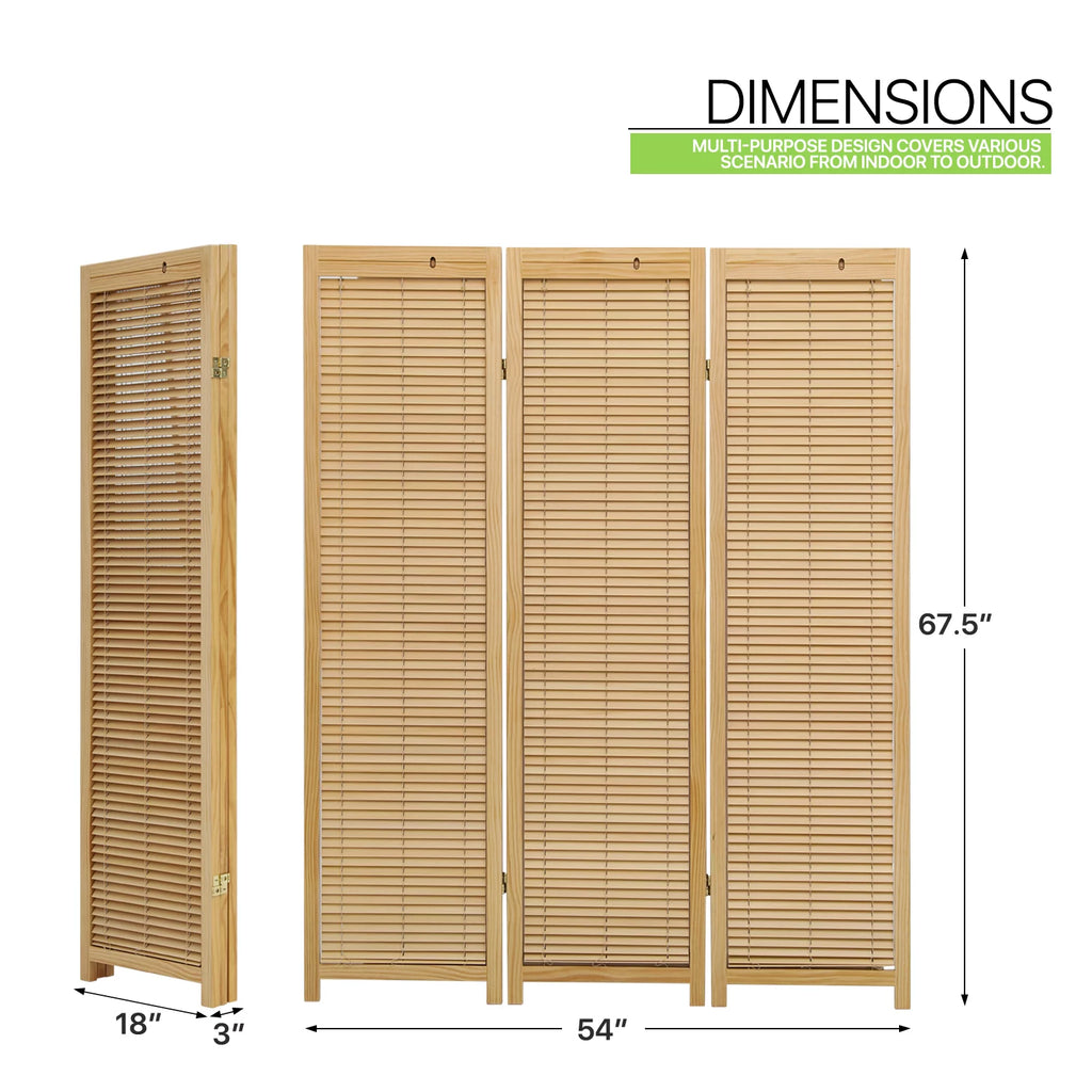 Natural 3 Panel Wood Room Divider P446