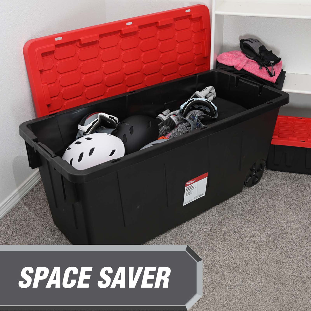 Black 50 Gallon Plastic Storage Bin with Snap Lid A916