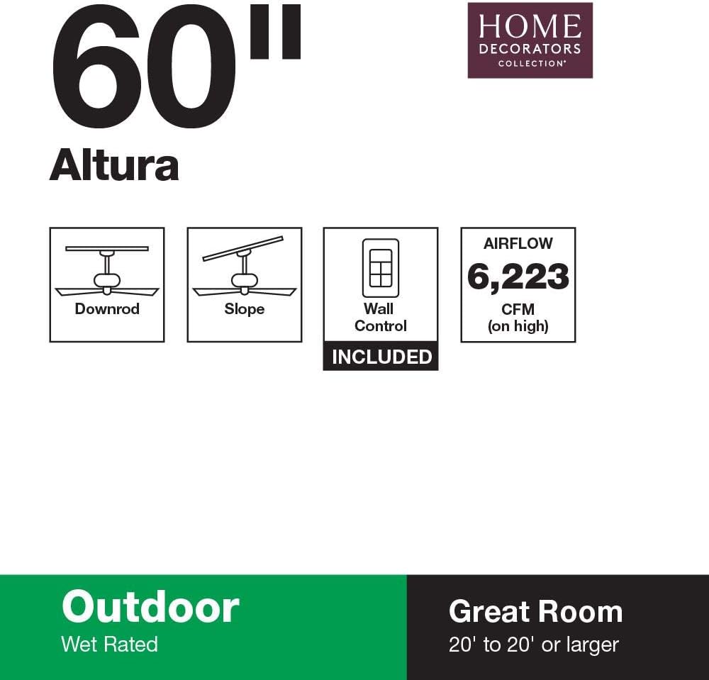 60" Outdoor Oil Rubbed Bronze Ceiling Fan S530343