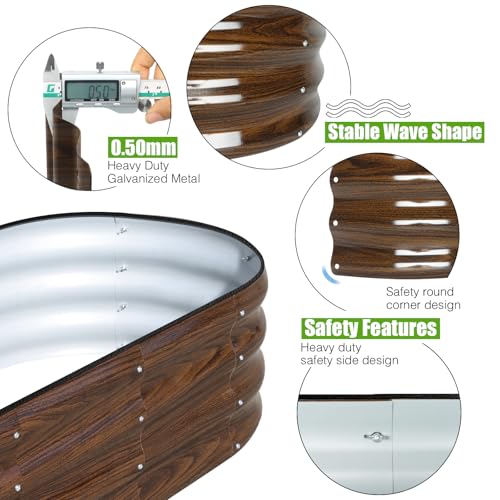 Galvanized Raised Garden Bed, 4x2x1ft Oval Metal Planter Box J111