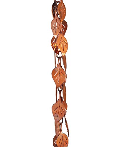 3 Feet Length Copper Cascading Leaves Rain Chain W57568