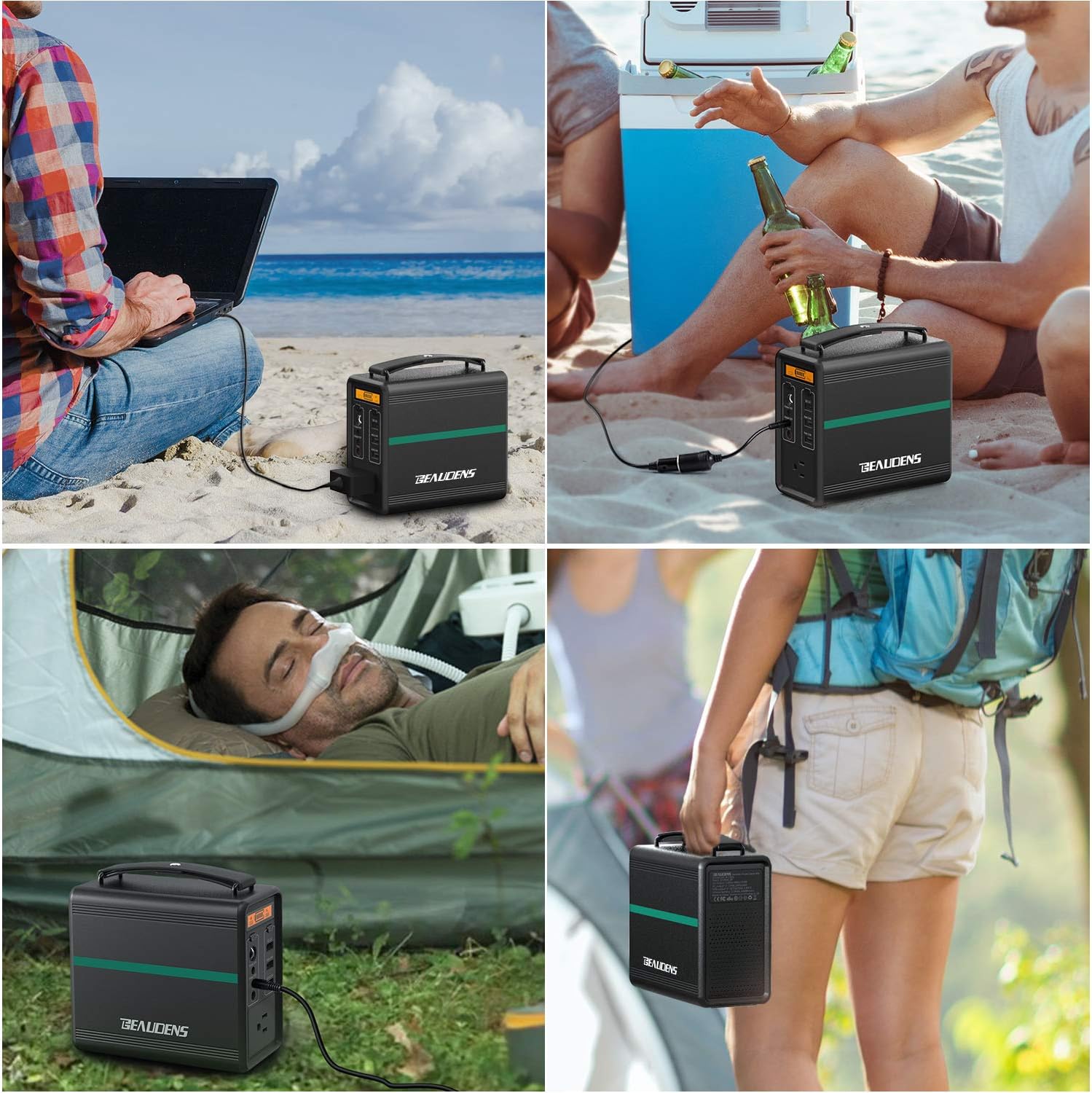 Portable Power Station 166Wh LiFePO4 Battery Solar Generator 110V/150W AC Outlet Q592593