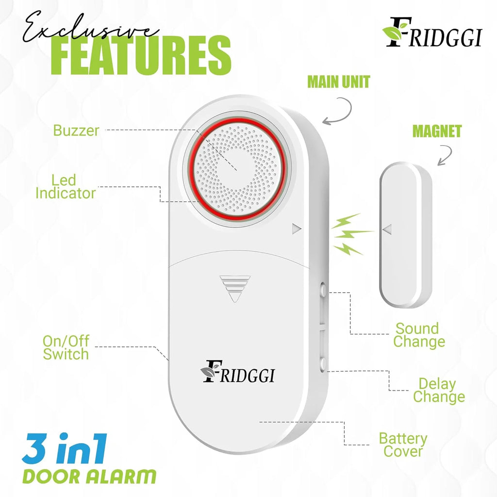 3in1 Alarm Door Ajar Chime with Delay White E102799