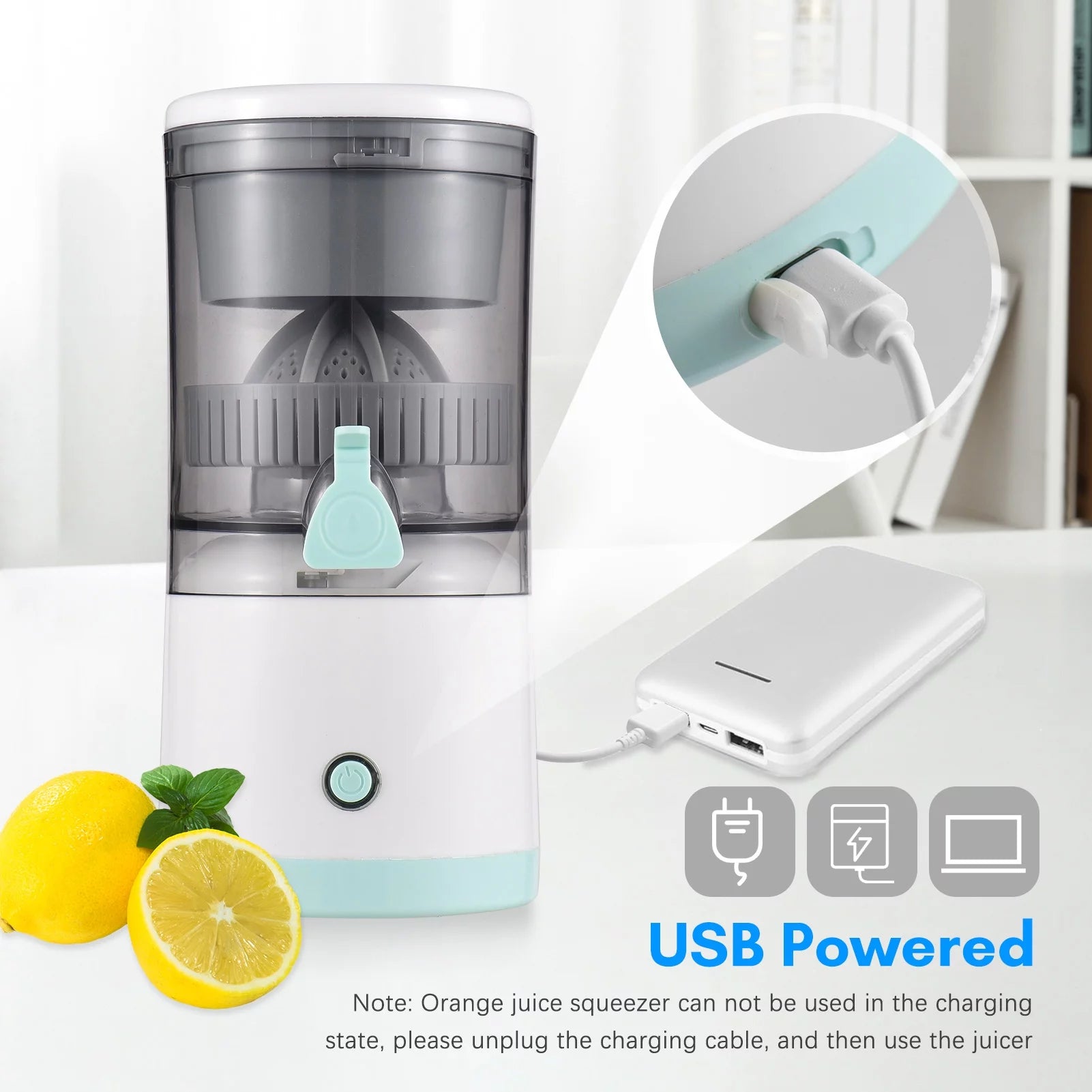 Electric Orange Juice Squeezer Portable Citrus Juicer USB Powered Detachable Washable V51160