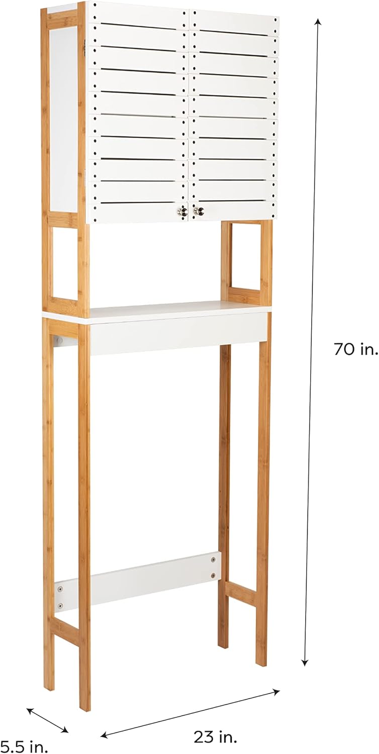 White Bamboo 3 Shelf Over The Toilet Cabinet D892846