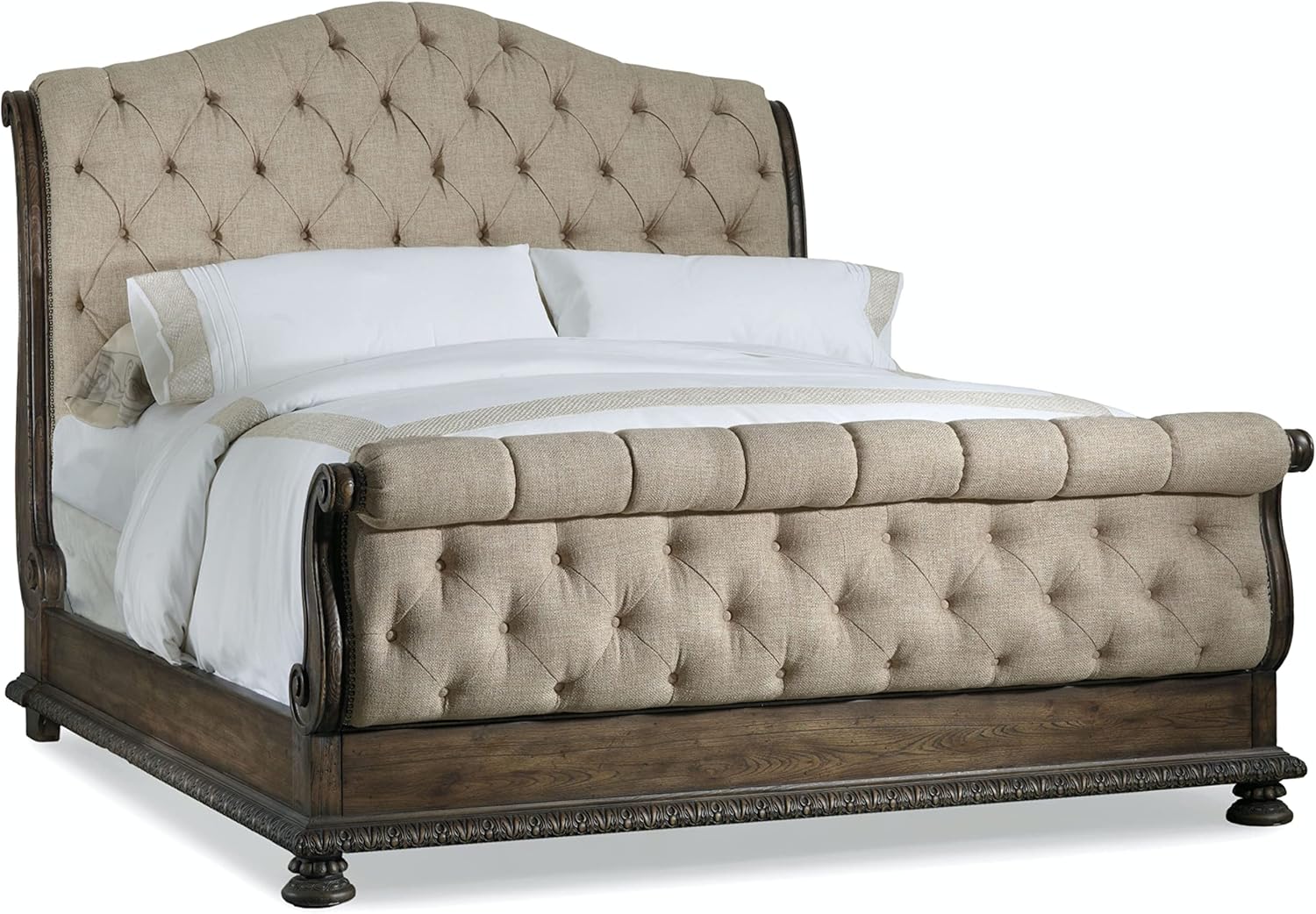 King Tufted Fabric Upholstered Bed in Beige E283