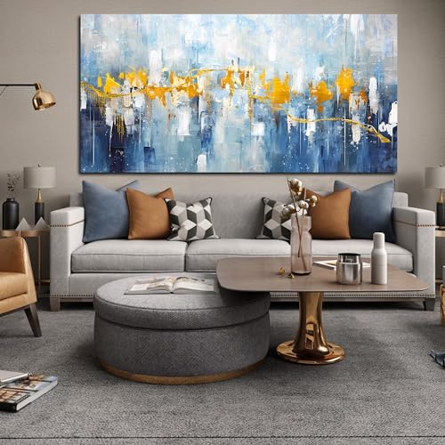 Abstract Canvas Wall-Art Blue Large Size 24" x 48" W11012