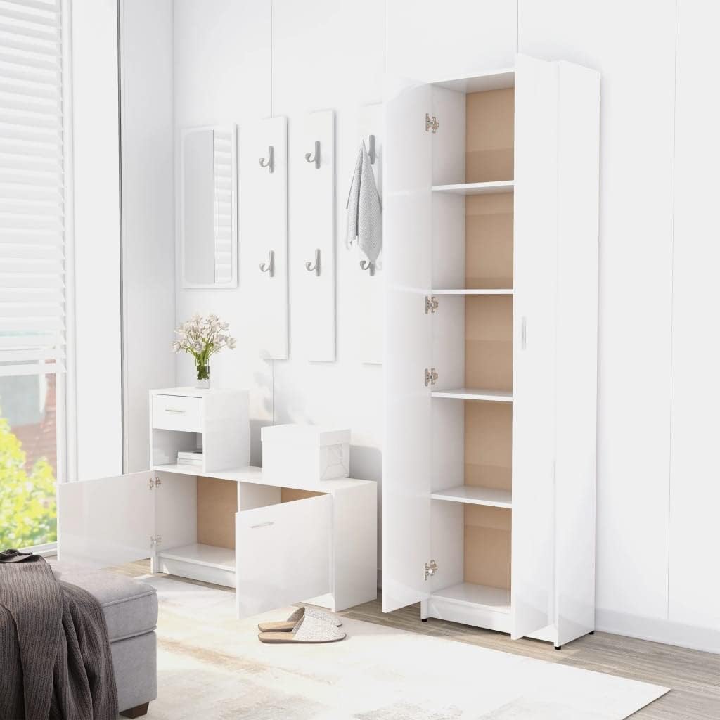 High Gloss White Engineered Wood Wardrobe E33145