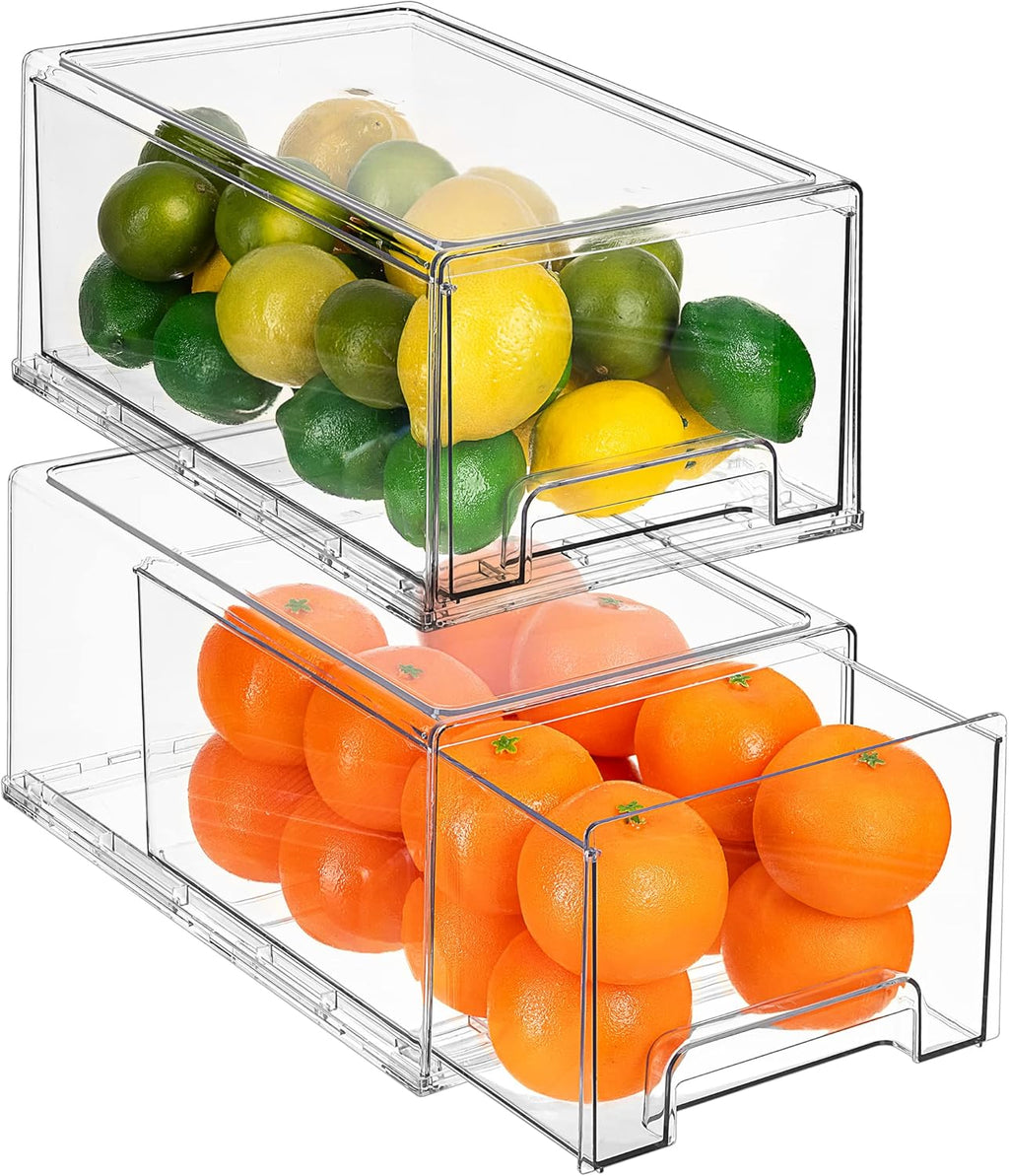 2 Pull Out Fridge Drawers & 2 Large Pull Out Stackable Fridge Bins V5344