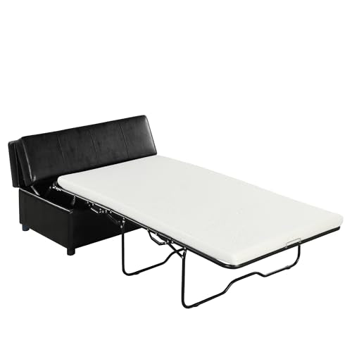 Twin Size Leather Folding Ottoman Sleeper Chair Bed K759379