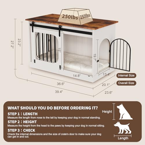 White Wooden Dog Kennel with Cushion C9025