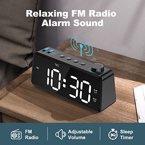 6.5'' Large Display Digital FM Radio Alarm Clock with USB Charging Port O6135