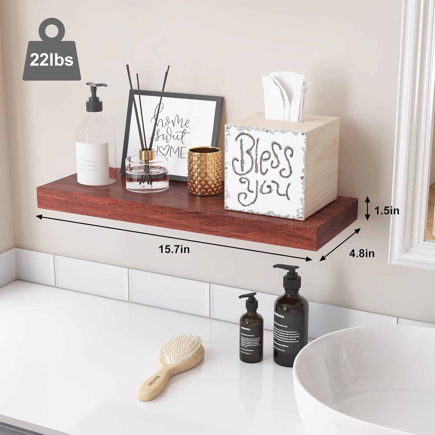 3 Pack Wall Mounted Shelves (Walnut) R144