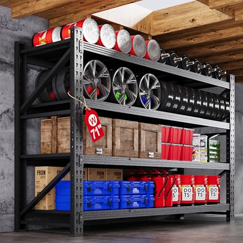 Black 4 Tier Steel Garage Shelving Unit C58456