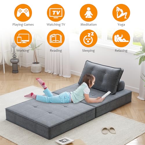 Beige Folding Sofa Bed with Pillow Y2272