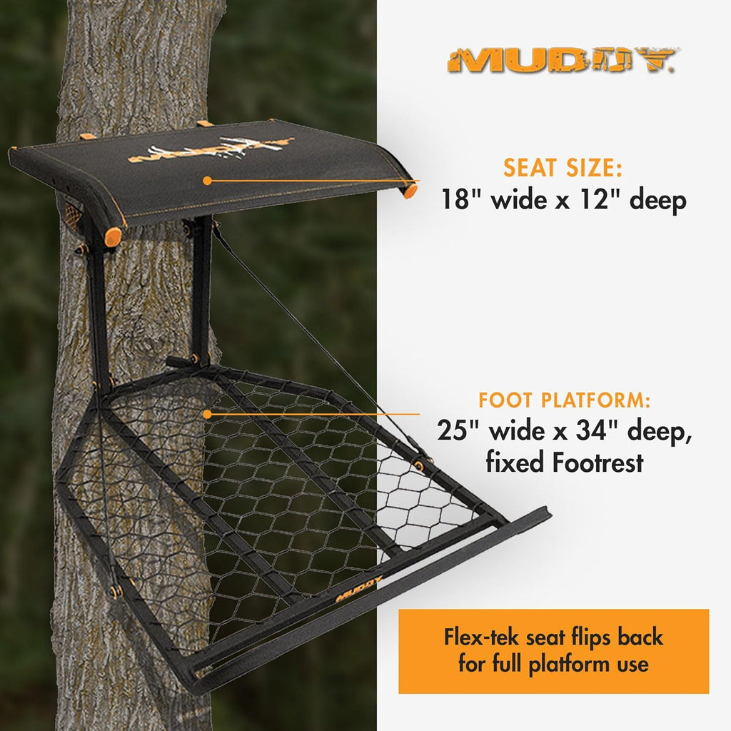 Durable Weather-Resistant Outdoor Hunting Tree Stand with Fixed Footrest & Seat, 300 Pound Maximum Capacity R70326