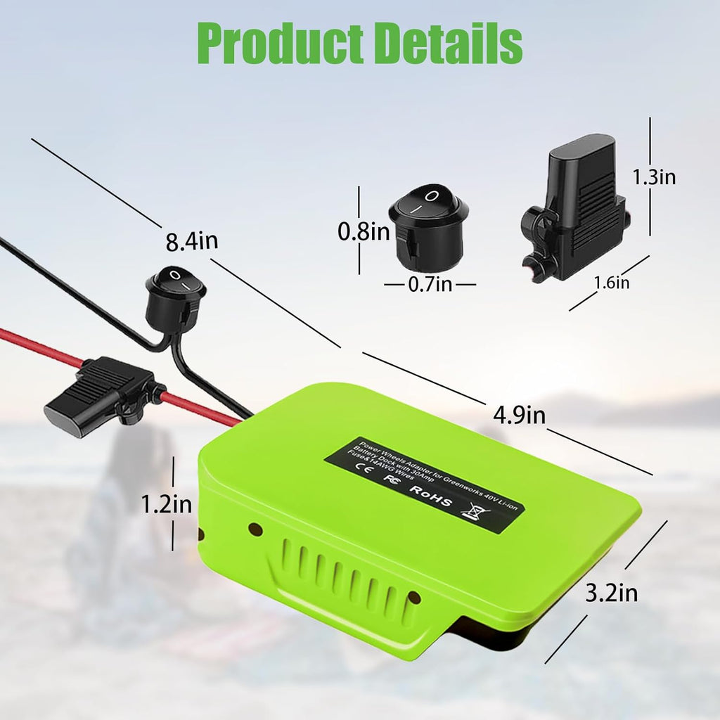 14 Gauge Power Adapter for 40V Lithium-ion Battery with Fuse & Switch K60439