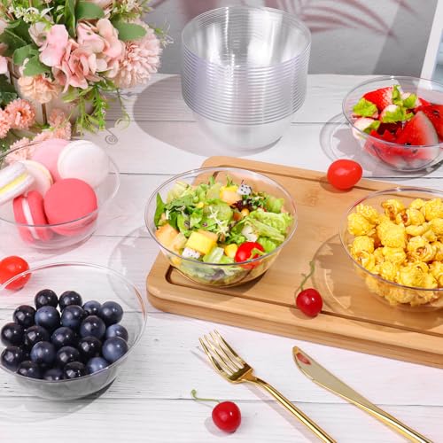 12 oz Clear Plastic Bowls 100 Pack Disposable Hard Small Bowls E943