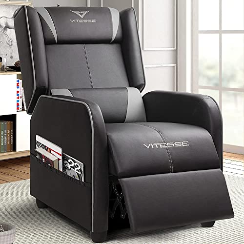 Grey PU Leather Gaming Recliner Chair P523824