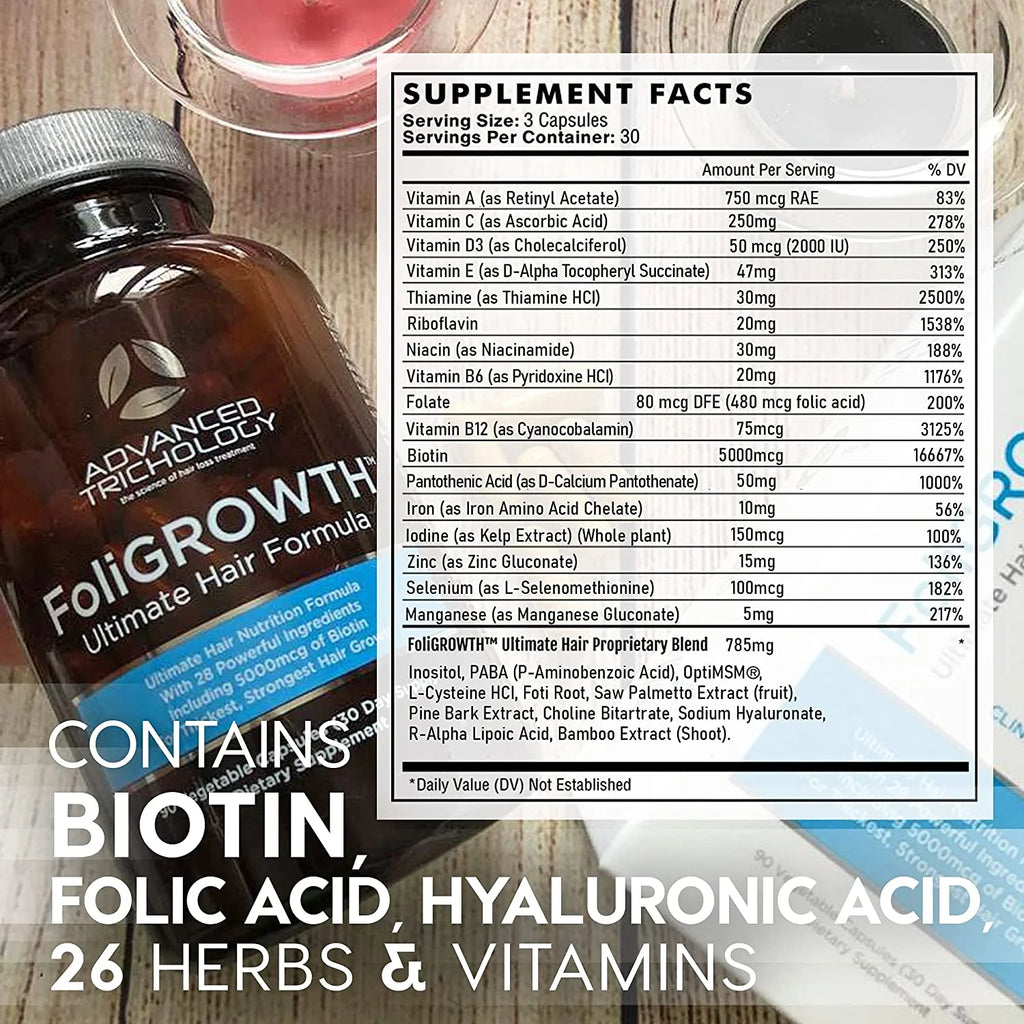 Hair Growth Vitamin with High Potency Biotin E1501
