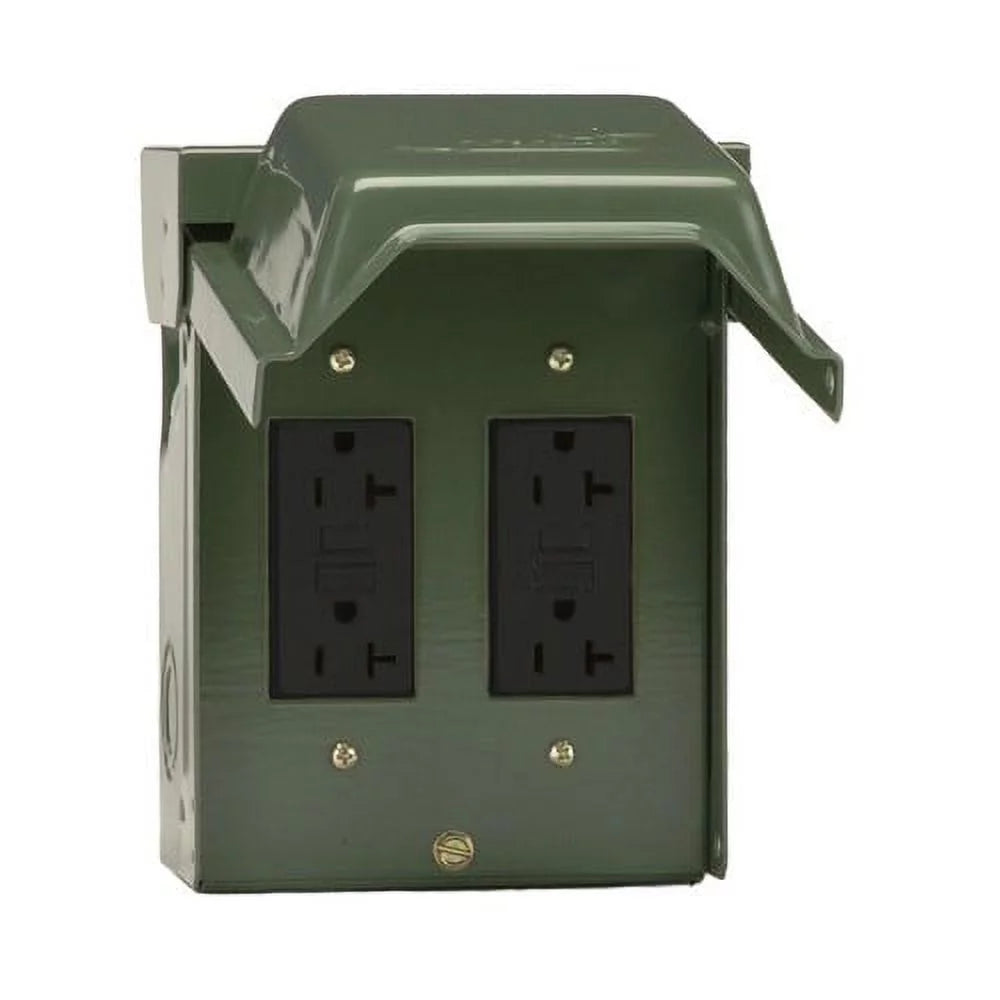 Green 20A GFCI Outlet with 2 Receptacles D619033