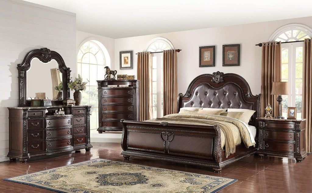 Rich Brown Cherry Finish Solid Wood 3-Drawer Nightstand B9918