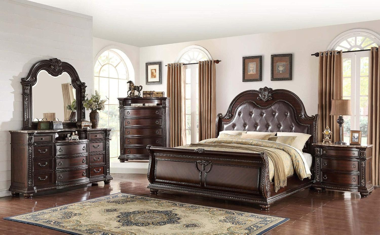 Rich Brown Cherry Finish Solid Wood 3-Drawer Nightstand B9918