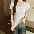 High Quality Short Sleeve Solid Color Short Sleeved T-Shirt for Women