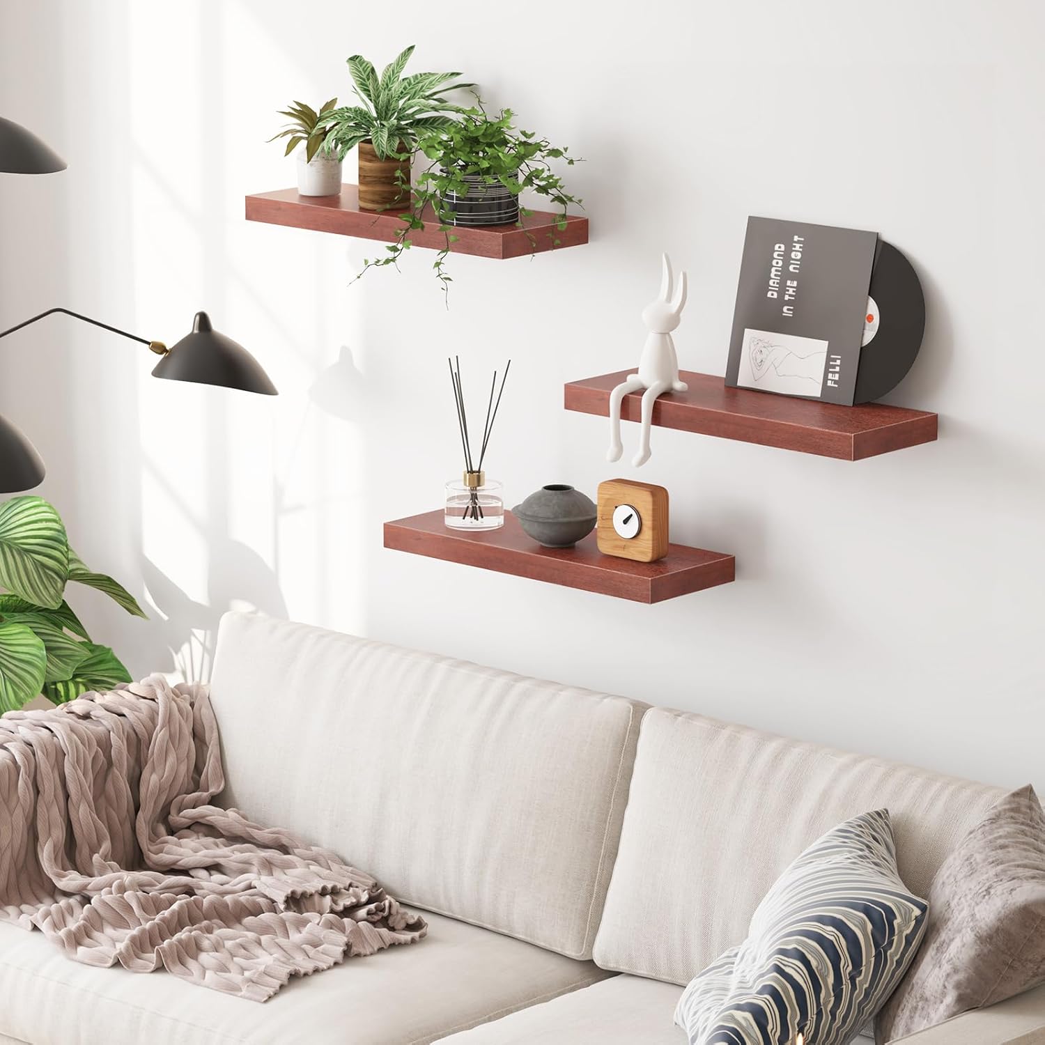 3 Pack Wall Mounted Shelves (Walnut) R144