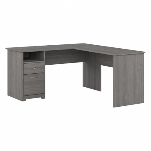 Modern Gray L Shaped Computer Desk with Drawers E3569