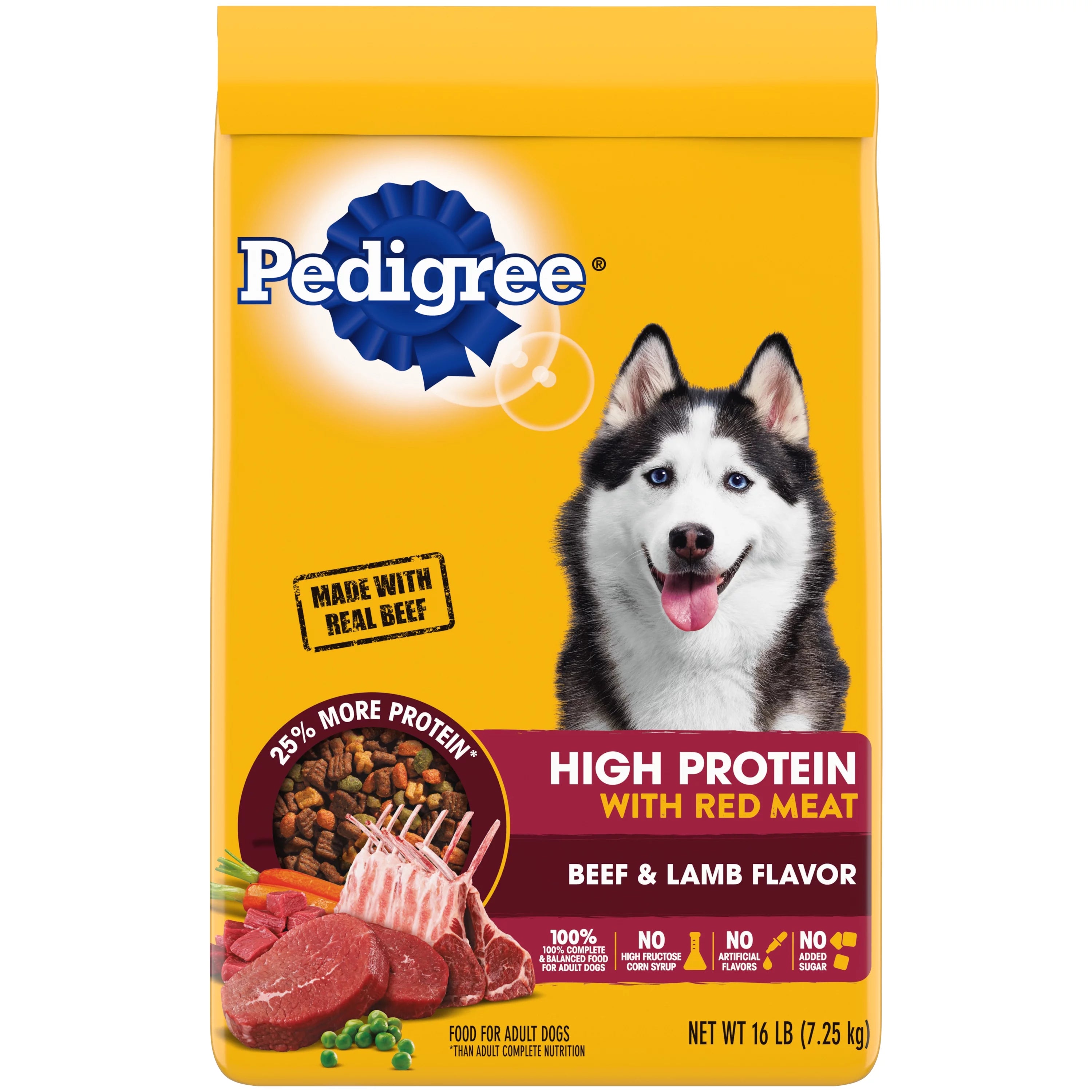 16 lb. Bag High Protein Dry Dog Food Beef and Lamb Flavor Kibble R8534