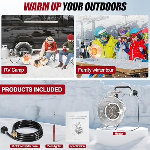 18,000 BTU Portable Propane Heater with 8.8 FT Hose P55936