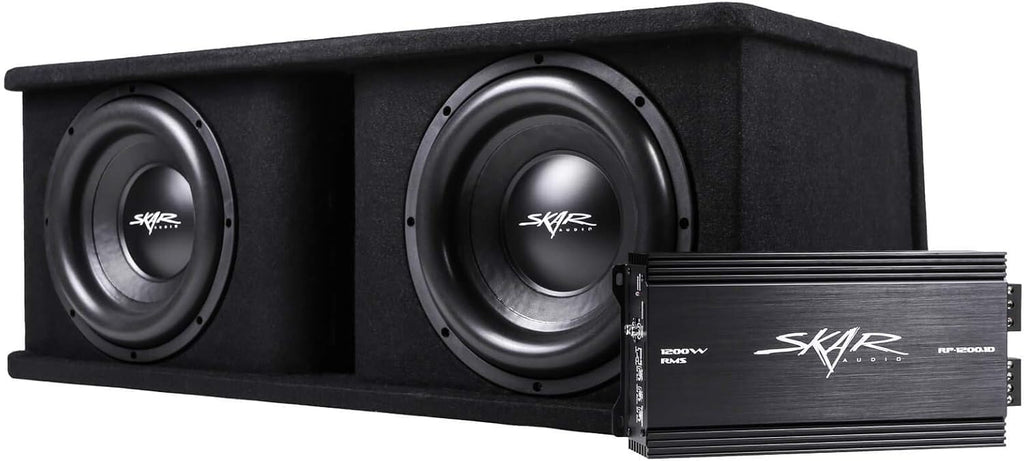 Dual 12" Subwoofer Bass Package with Loaded Enclosure and Amplifier D4052