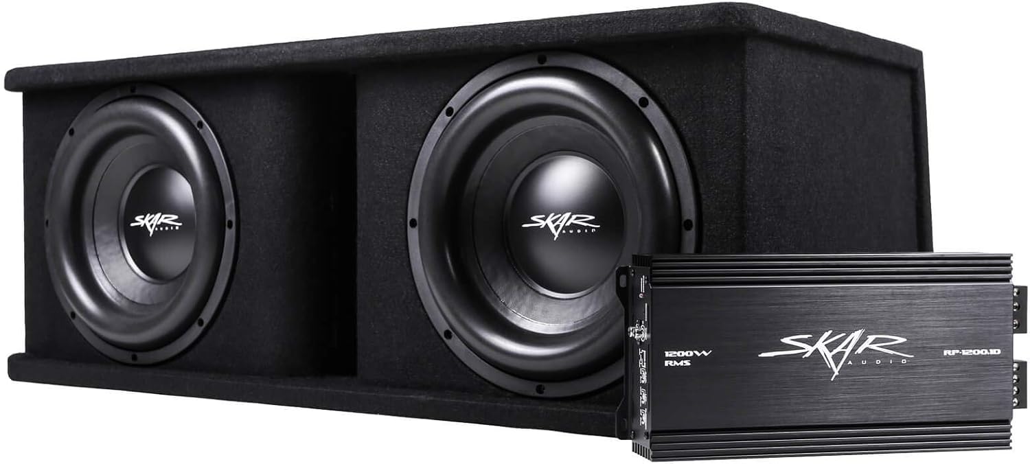 Dual 12" Subwoofer Bass Package with Loaded Enclosure and Amplifier D4052